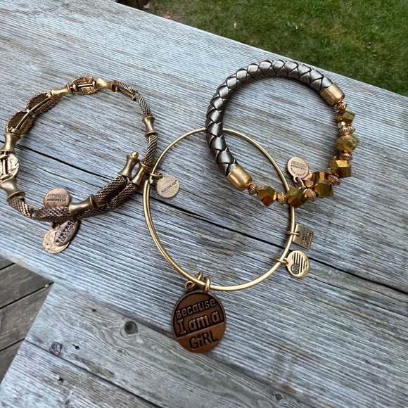 ALEX & ANI Gold Expandable Charm Bracelets LOT Because I am a Girl X 3 Retired - Picture 9 of 9